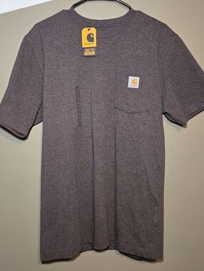 Carhartt Men's K87 Pocket T-Shirt Dark Sepia Heather Loose Fit Size Small